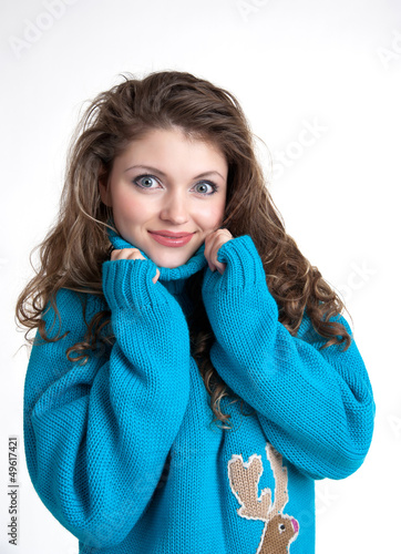 Beautiful woman on a white background