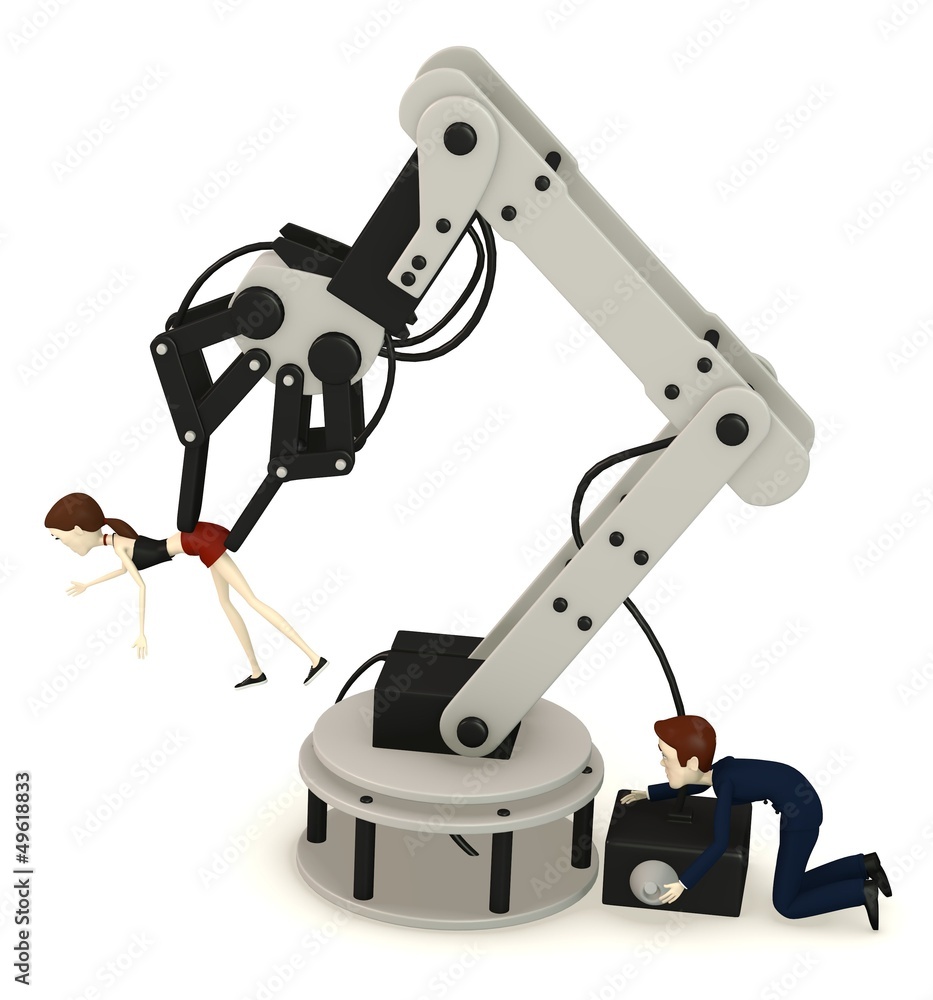 3d render of cartoon character controling another 3d render of cartoon character controling another