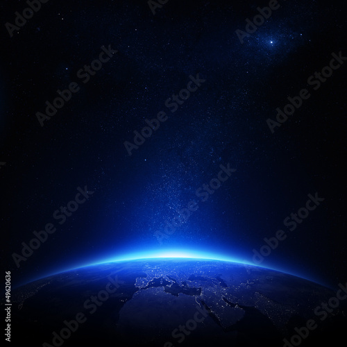 Earth at night with city lights