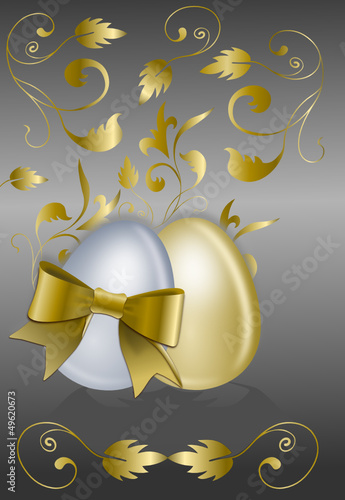 Edler Ostergruß in Gold und Silber mit Ornament