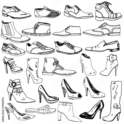 Different Shoes Hand Drawn