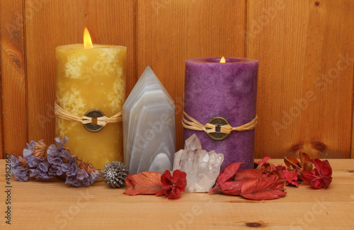 Candles crystals and potpourri