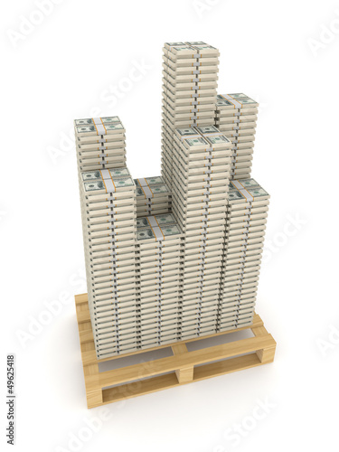 Stacks of dollars.