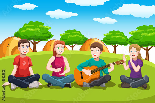 Happy teenagers having fun