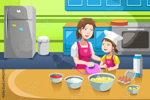 Mother daughter baking