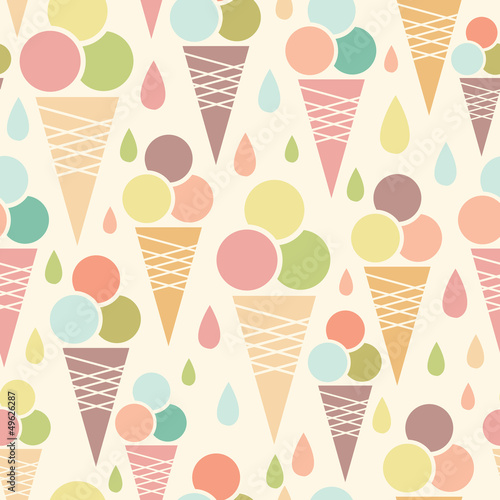 vector ice cream cones seamless pattern background with