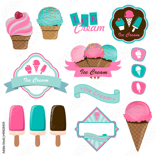 Vector Illustration of Ice Cream Logo Badges and Labels