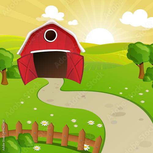 Vector Illustration of a Farm