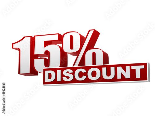 15 percentages discount red white banner - letters and block