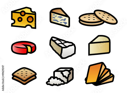 Cheese and Crackers Icon Set