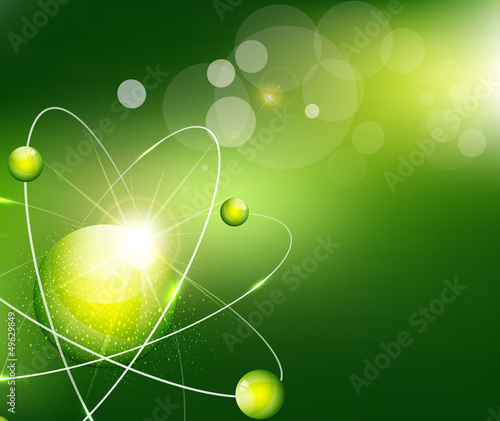 vector green  background with the atom