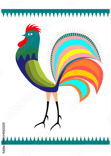 Polish folk with rooster. Vector