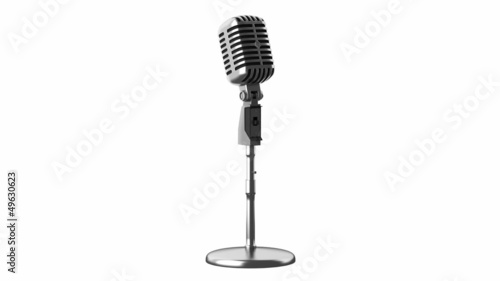 vintage microphone loop rotate on white background
