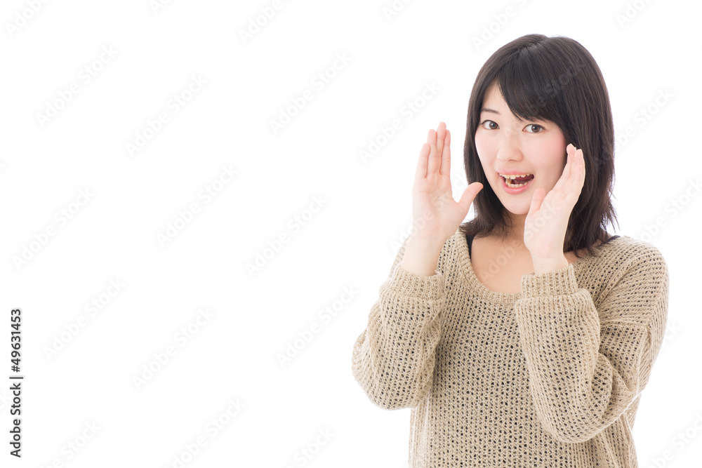 a young asian woman on white background a young asian woman on white background