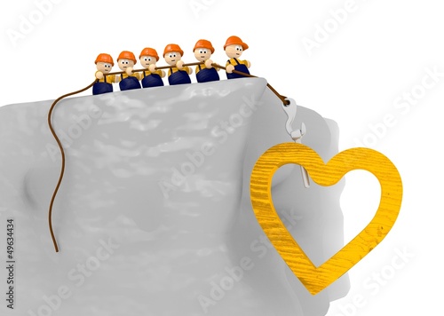 comic construct heart 3d illustration