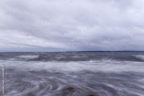 Baltic ocean a cloudy rainy day  Ekerum  Sweden