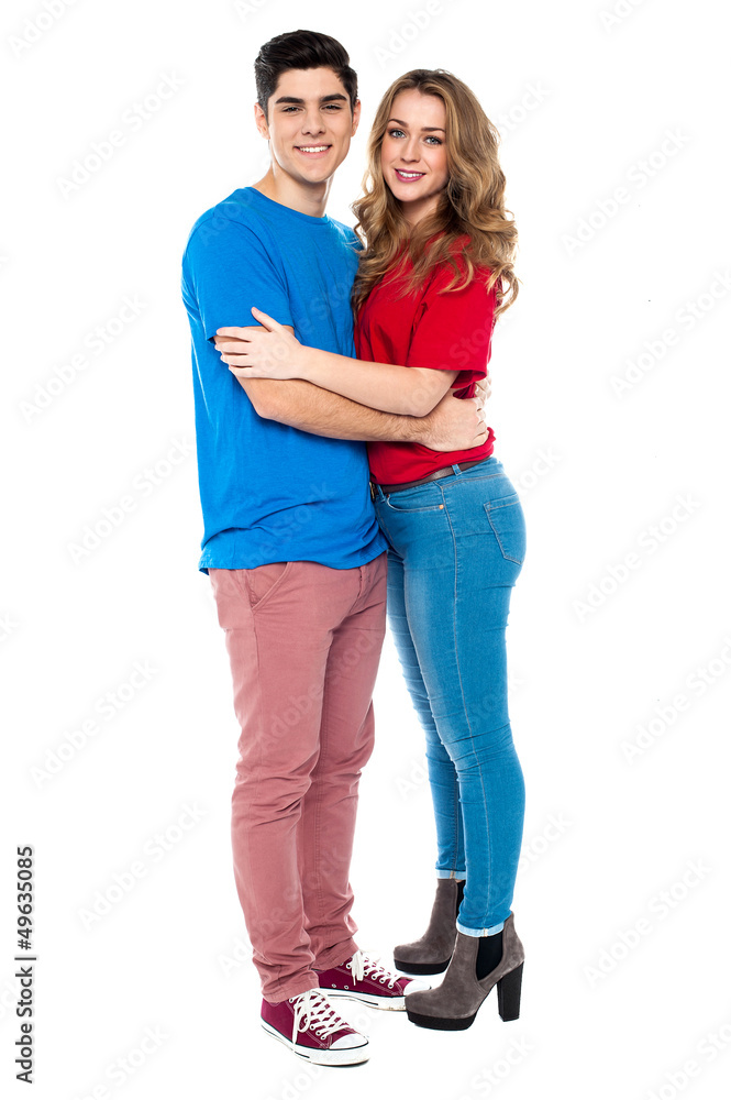 Trendy love couple embracing each other Trendy love couple embracing each other