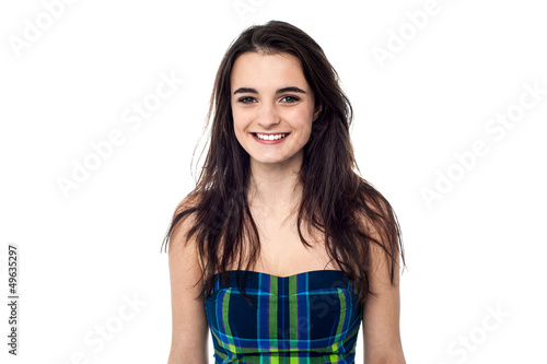 Gorgeous teen in sleeveless dress
