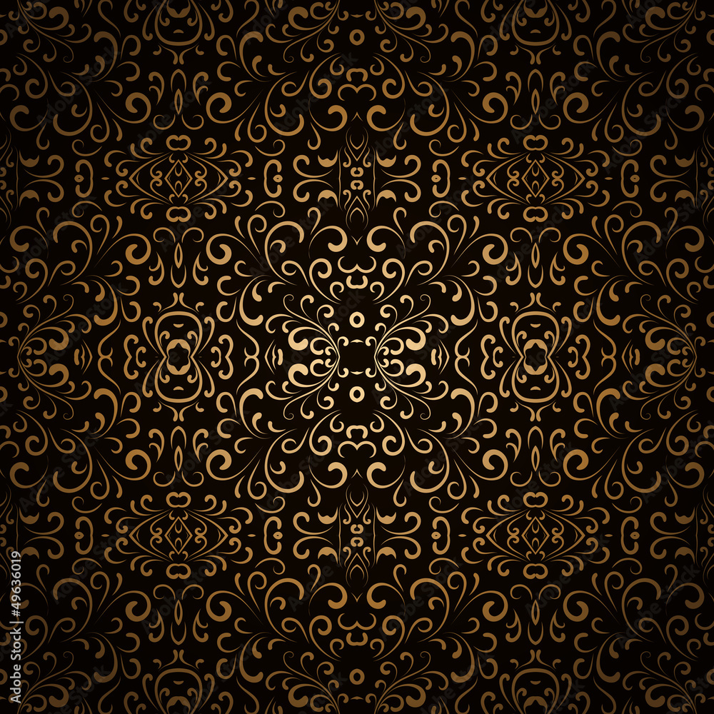 Abstract floral background, dark gold seamless pattern Abstract floral background, dark gold seamless pattern