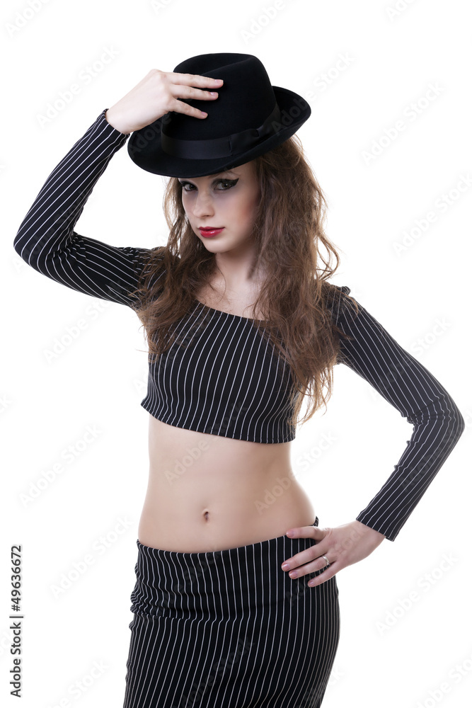Sexy woman wering a hat isolated on white Sexy woman wering a hat isolated on white