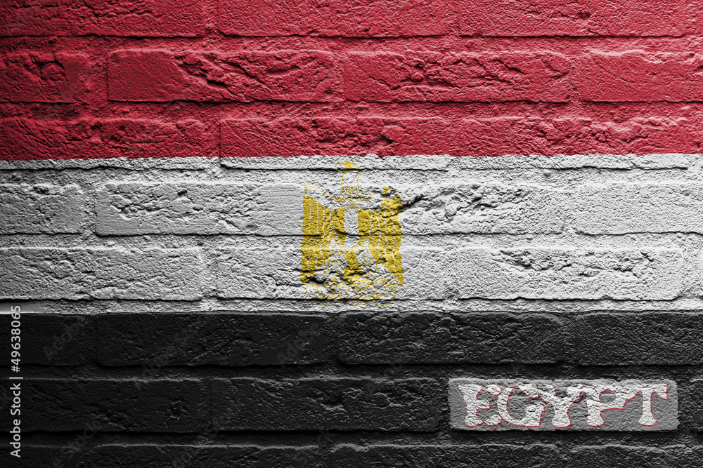 Brick wall with a painting of a flag, Egypt
