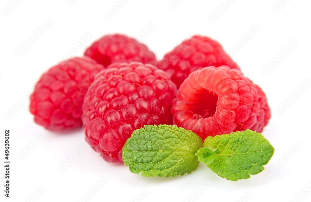 Ripe raspberry with mint Ripe raspberry with mint
