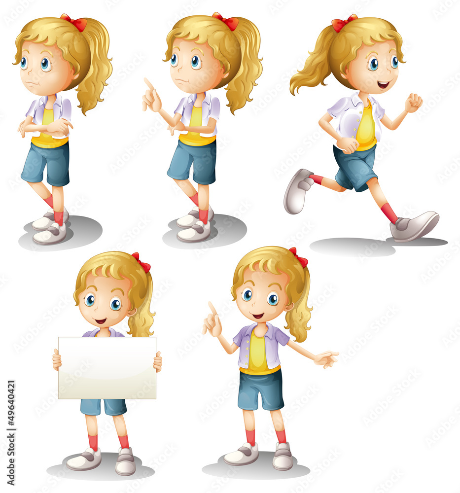 A girl with different positions A girl with different positions