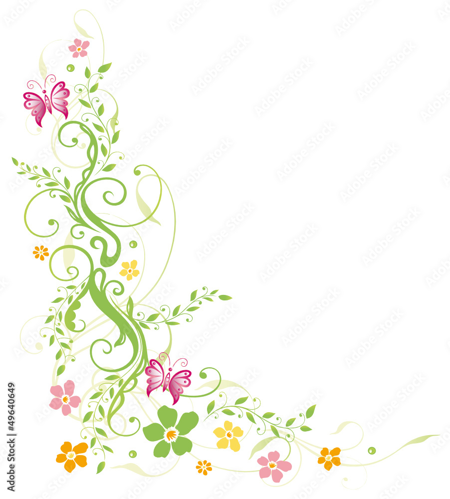 Frühling, frame, Blätter, Laub, Ranke, bunt Stock Vector | Adobe Stock