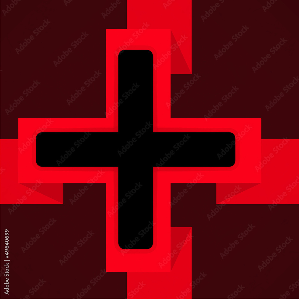 Obraz premium Red and black poster with cross