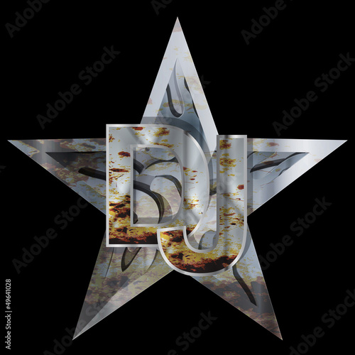 metal star DJ. Abstract party design.