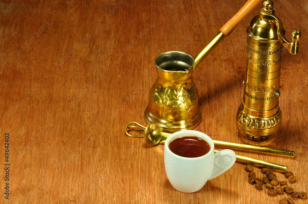 traditional set for arabic and greek coffee