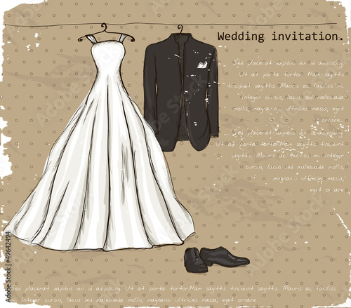 Vintage poster with with a wedding dress.