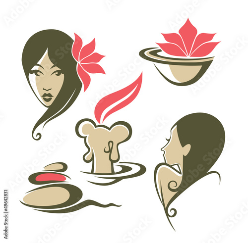 vector collection nature, spa and beauty symbols, emblems and ic