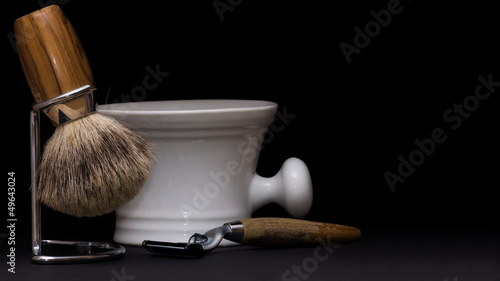 Shaving Tools on black Background photo