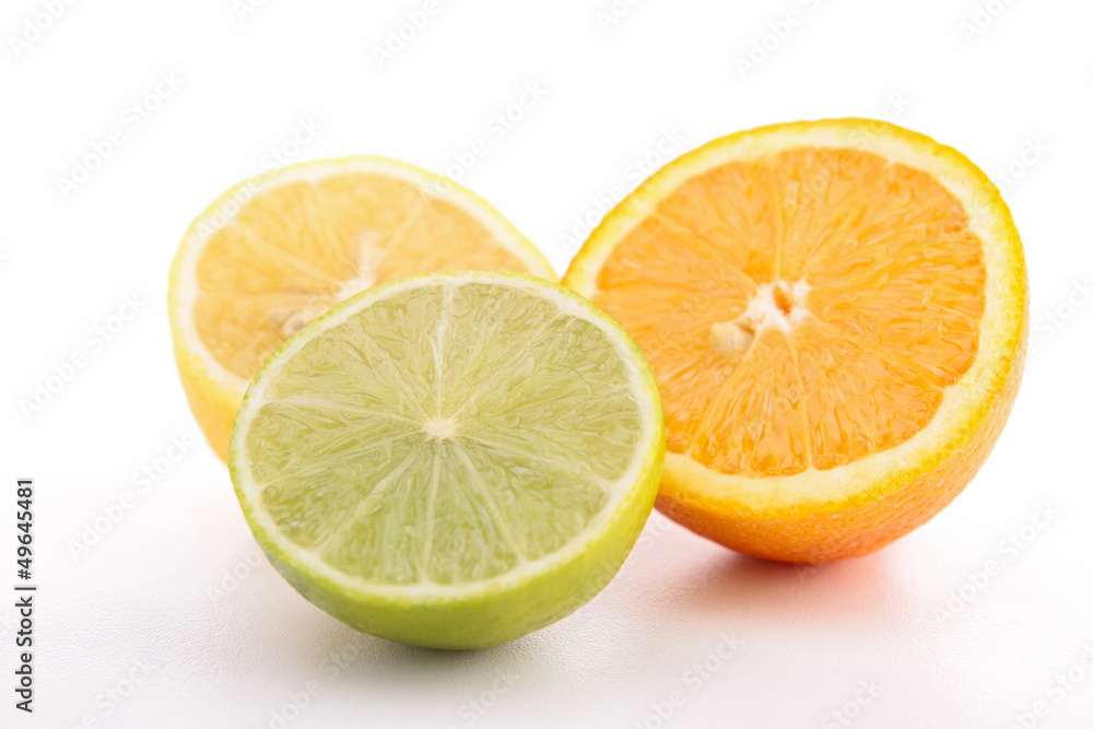 isolated lemon and orange