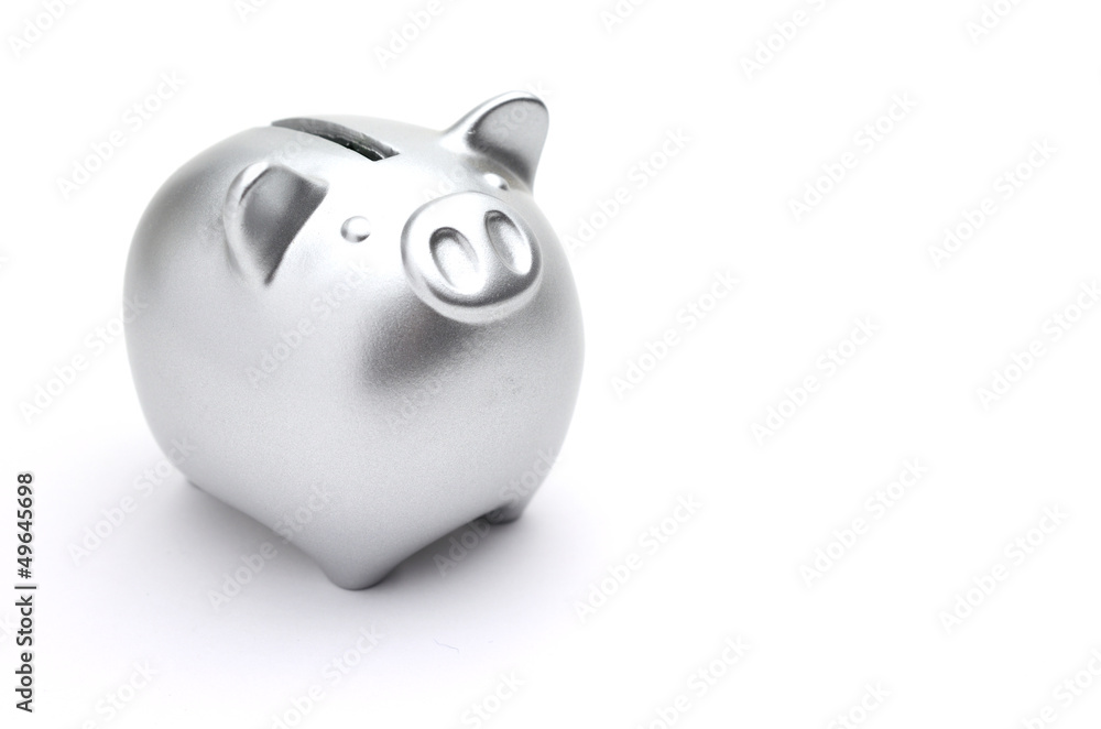 豚の貯金箱　銀