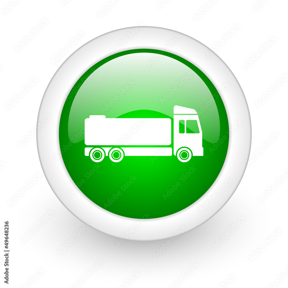 truck green circle glossy web icon on white background truck green circle glossy web icon on white background