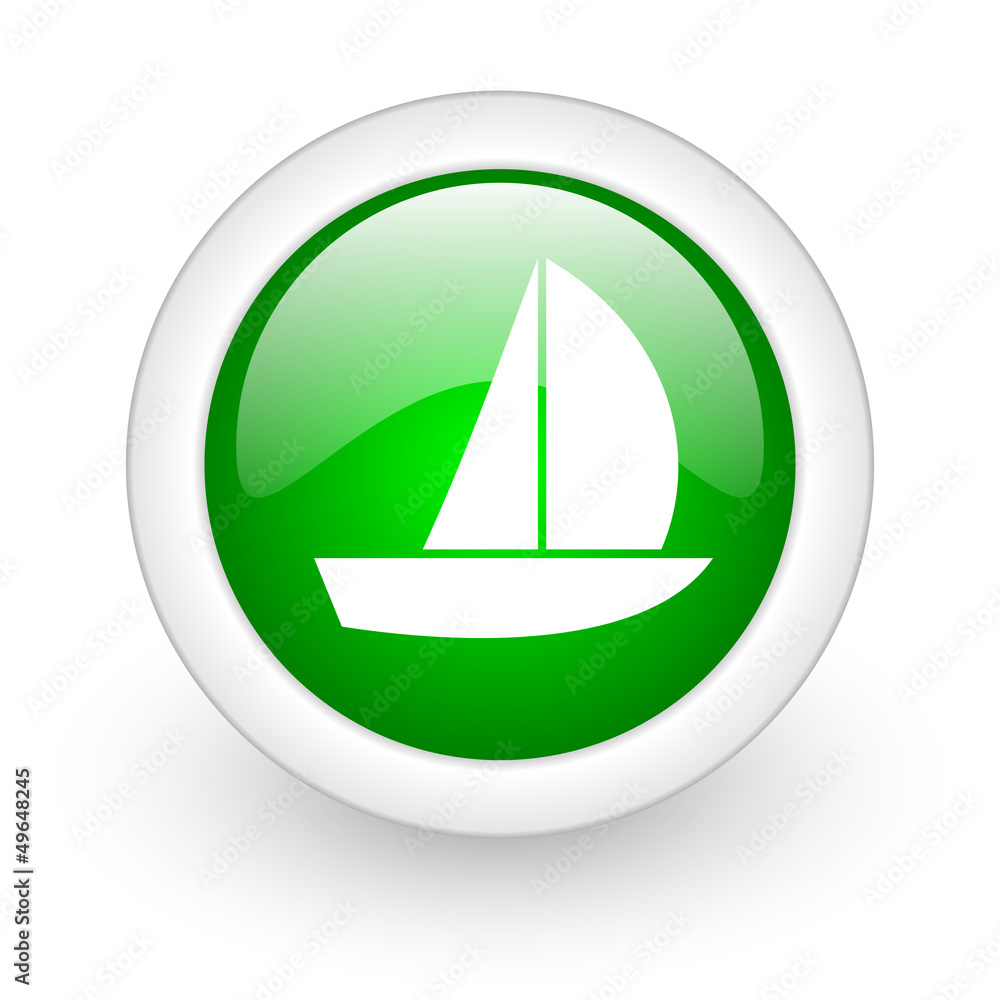 yacht green circle glossy web icon on white background yacht green circle glossy web icon on white background