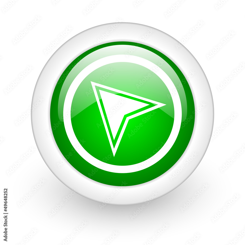 navigation green circle glossy web icon on white background navigation green circle glossy web icon on white background