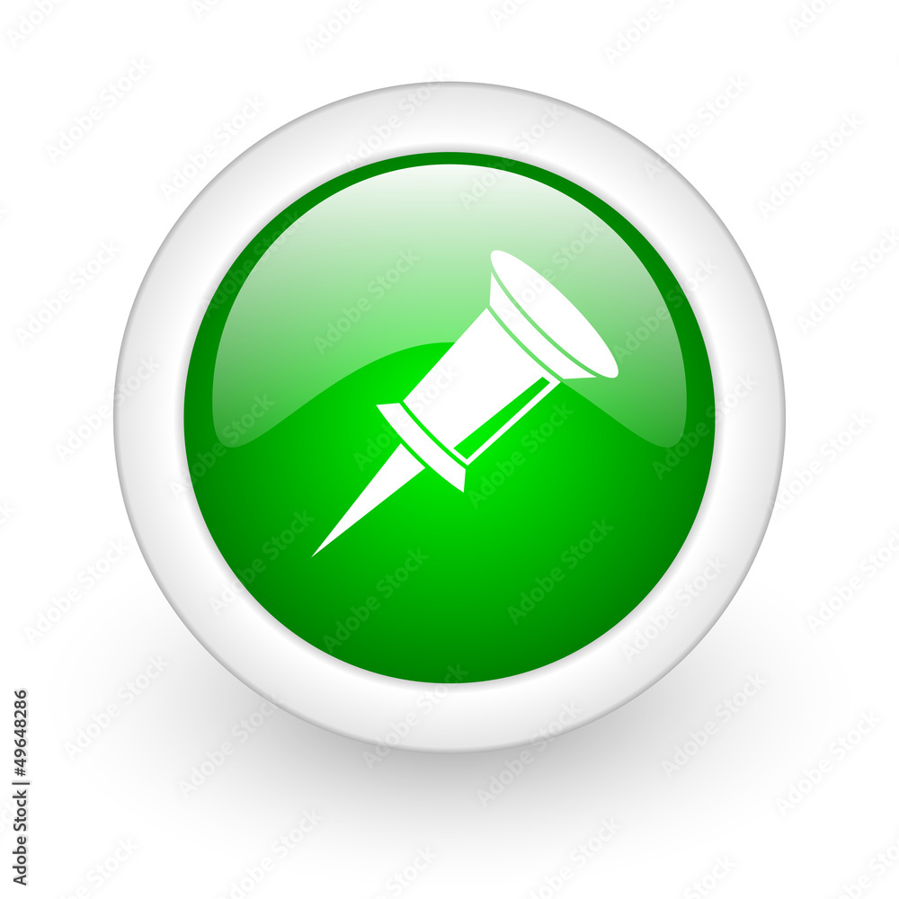 pin green circle glossy web icon on white background pin green circle glossy web icon on white background