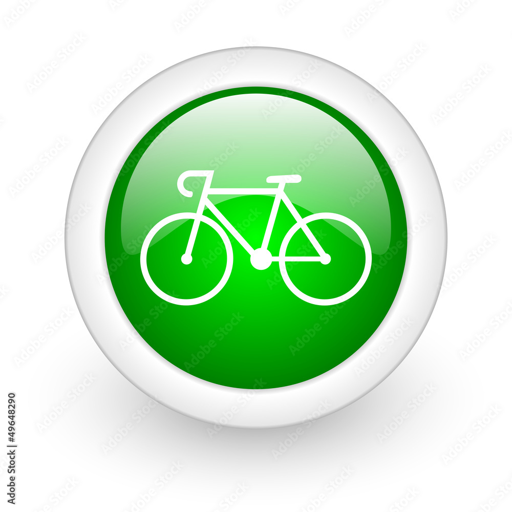 bicycle green circle glossy web icon on white background bicycle green circle glossy web icon on white background