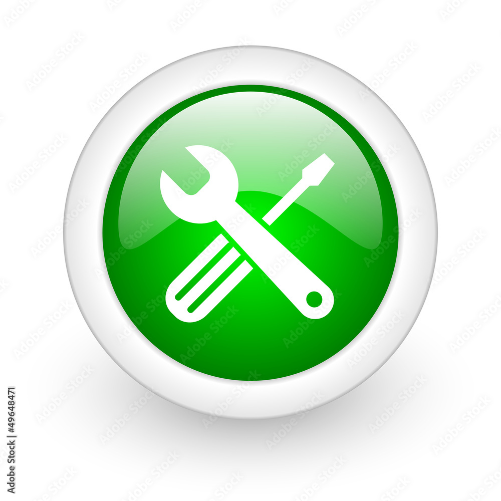 tools green circle glossy web icon on white background tools green circle glossy web icon on white background