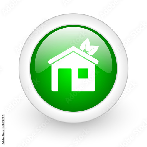 home green circle glossy web icon on white background