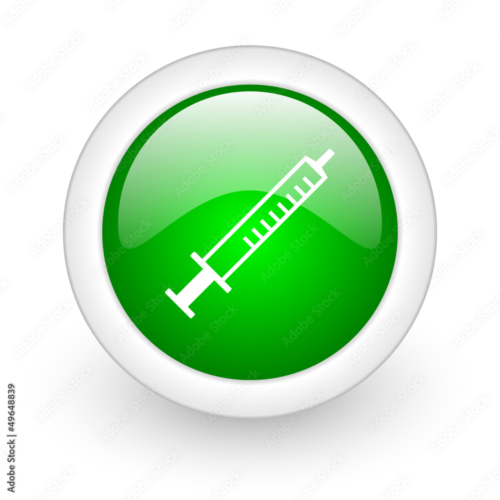 syringe green circle glossy web icon on white background syringe green circle glossy web icon on white background