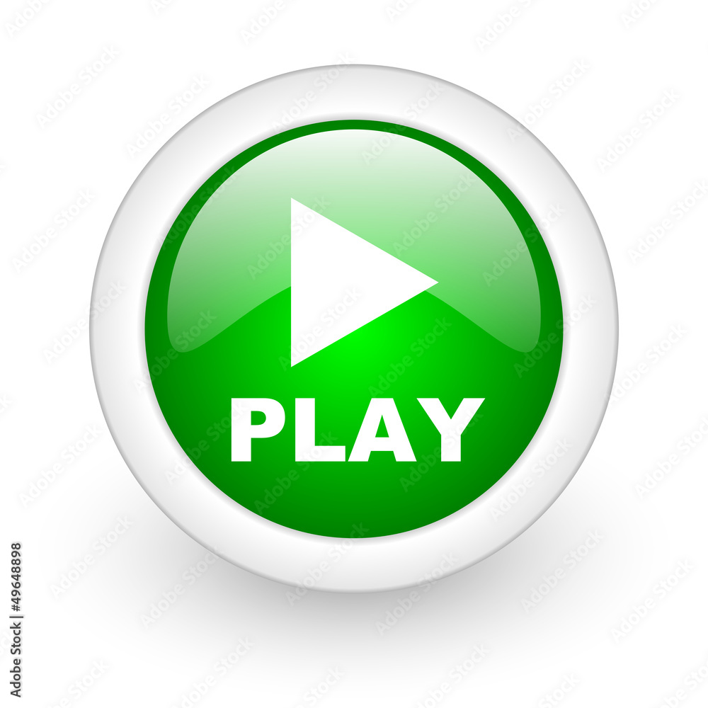 play green circle glossy web icon on white background play green circle glossy web icon on white background