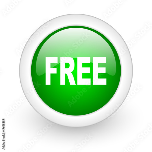 free green circle glossy web icon on white background