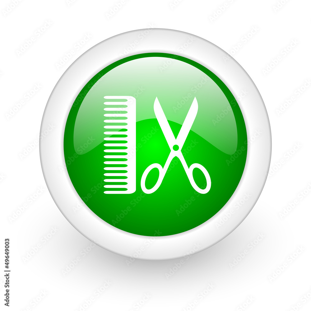 barber green circle glossy web icon on white background barber green circle glossy web icon on white background