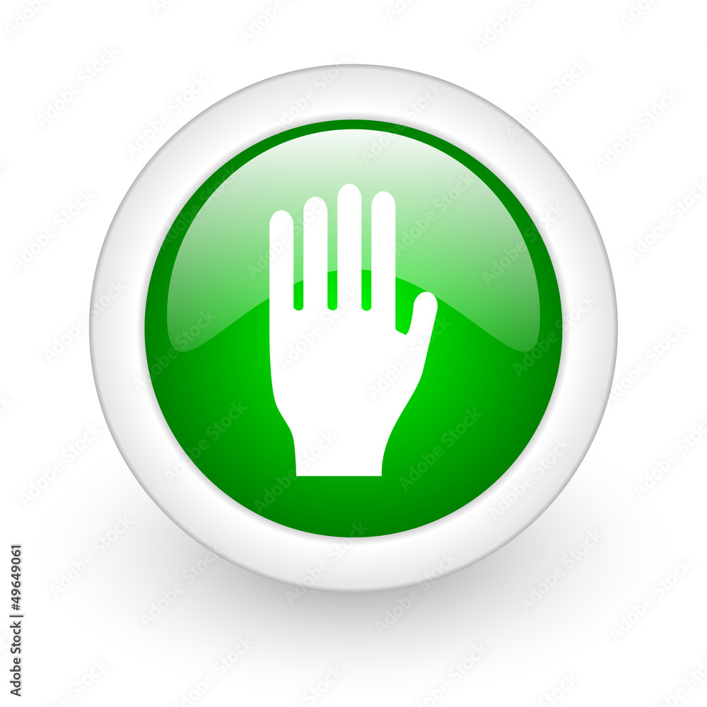 stop green circle glossy web icon on white background stop green circle glossy web icon on white background