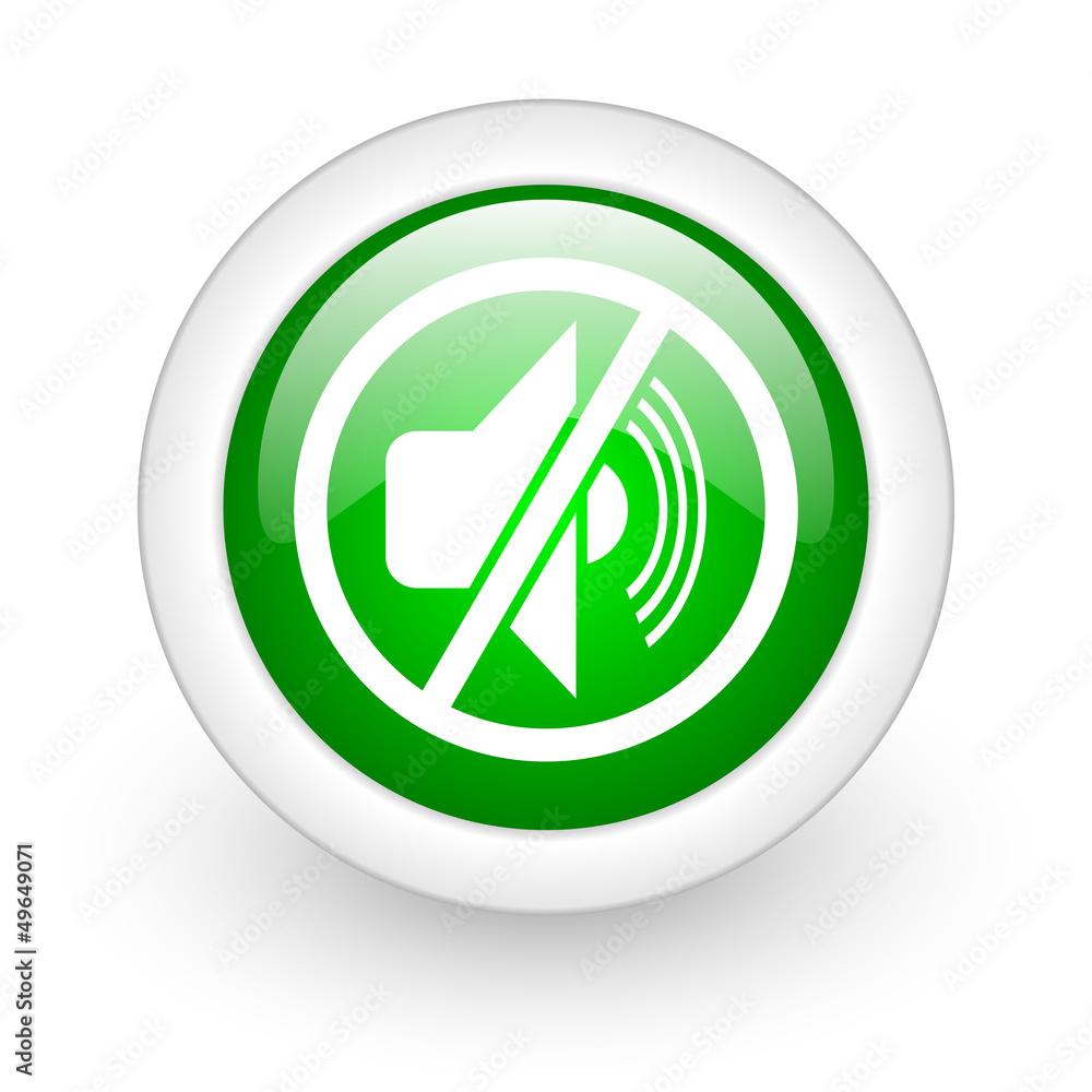 mute green circle glossy web icon on white background mute green circle glossy web icon on white background