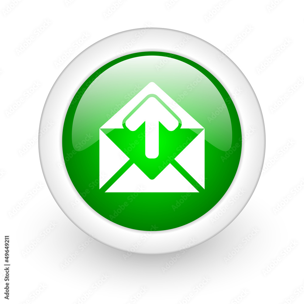 mail green circle glossy web icon on white background mail green circle glossy web icon on white background
